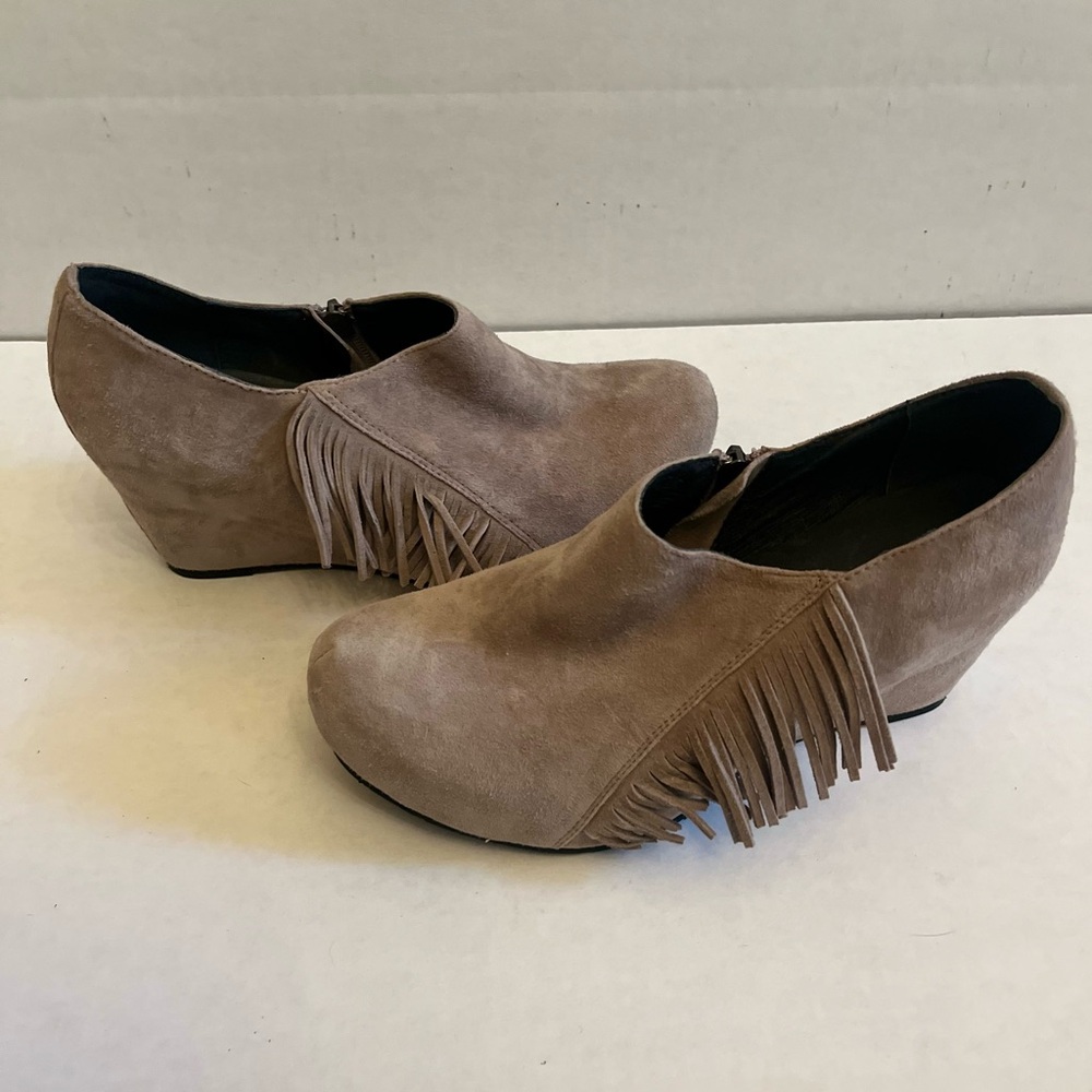 Sacha London Vivian Fringed Suede Wedge Ankle Booties